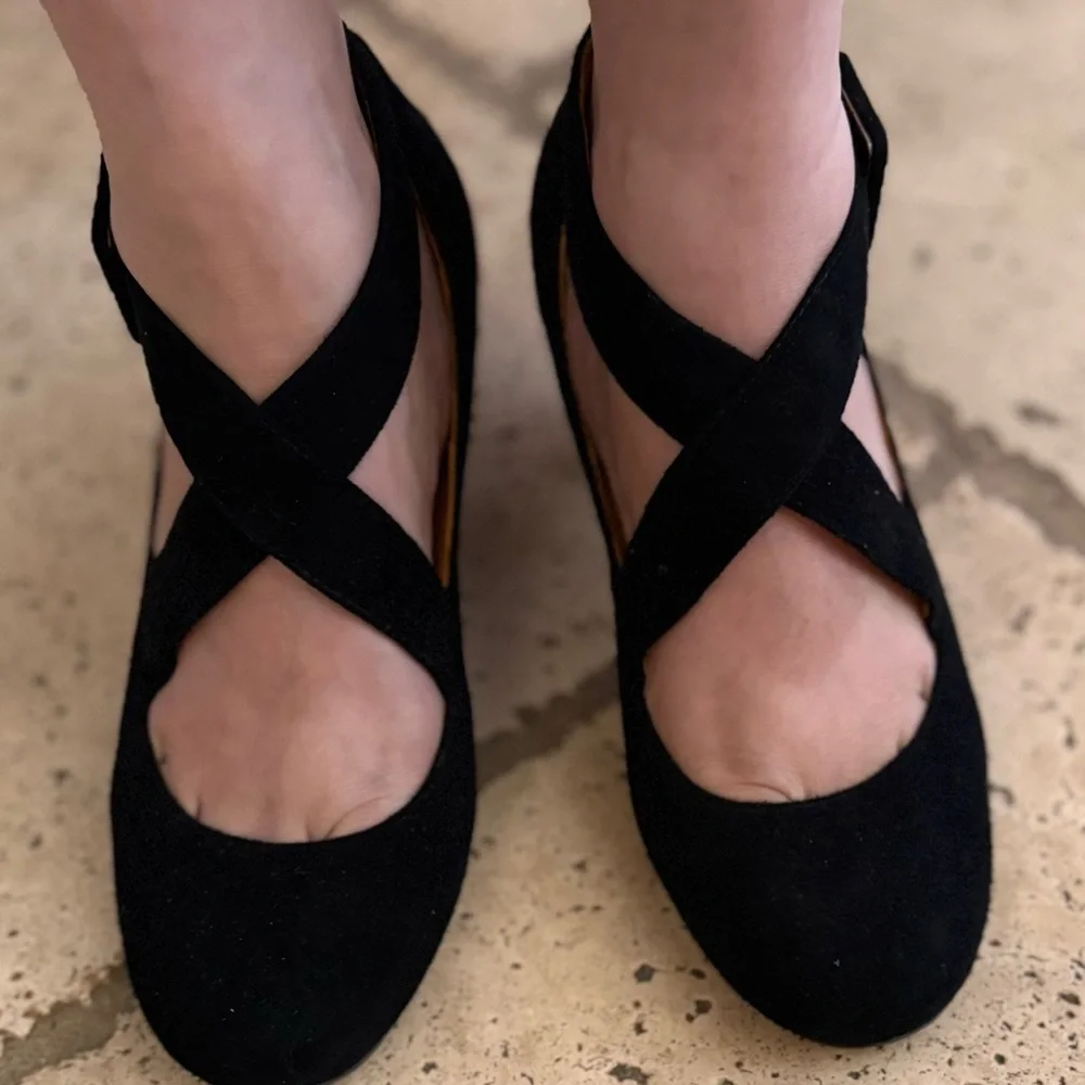 Jeffrey Campbell Women’s Black Suede Easy Mary Jane Heels Gently Loved 8